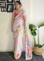 Georgette Peach Casual Wear Printed Saree